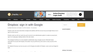 
                            10. Dropbox: sign in with Google - gHacks Tech News