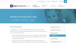 
                            9. Duke MyChart | Duke Fertility Center