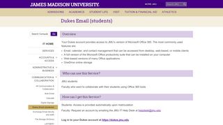 
                            1. Dukes Email (students) - James Madison University