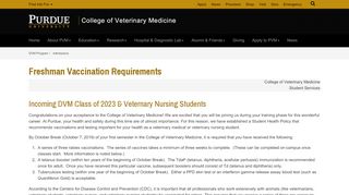 
                            8. DVM Immunization Requirements - College of ... - Purdue University