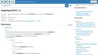 
                            5. DWDS − Angelegenheit − Worterklärung, Grammatik ...
