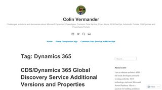 
                            9. Dynamics 365 – Colin Vermander
