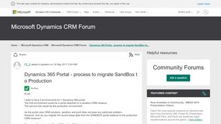 
                            2. Dynamics 365 Portal - process to migrate SandBox to Production ...