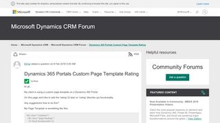
                            1. Dynamics 365 Portals Custom Page Template Rating - Microsoft ...