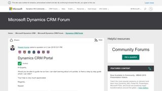 
                            3. Dynamics CRM Portal - Microsoft Dynamics CRM Forum Community ...