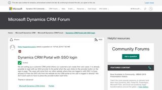 
                            3. Dynamics CRM Portal with SSO login - Microsoft Dynamics ...