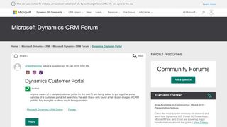 
                            1. Dynamics Customer Portal - Microsoft Dynamics CRM Forum ...