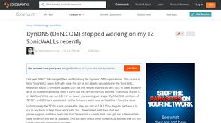 
                            8. DynDNS (DYN.COM) stopped working on my TZ SonicWALLs ...