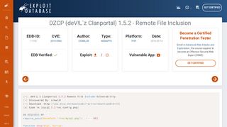 
                            4. DZCP (deV!L`z Clanportal) 1.5.2 - Remote File Inclusion ...