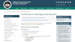 
                            1. E-Certification for Washington State Educators - OSPI