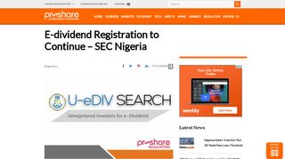 
                            8. E-dividend Registration to Continue – SEC Nigeria - Proshare Nigeria