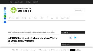 
                            8. e-FRRO Services India - Immigration World