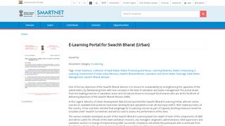 
                            1. E-Learning Portal for Swachh Bharat (Urban) | Smartnet
