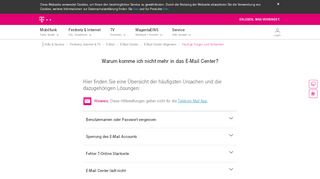 
                            9. E-Mail Center Login nicht möglich | Telekom Hilfe