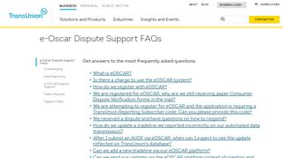 
                            8. e-Oscar Dispute Support FAQs | TransUnion