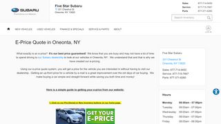 
                            4. E-Price Quote in Oneonta, NY - Five Star Subaru