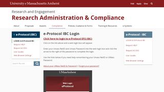 
                            9. e-Protocol IBC Login | Research and Engagement - UMass Amherst