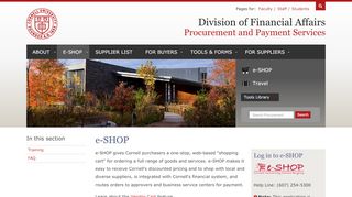 
                            8. e-SHOP | Cornell University Division of Financial Affairs