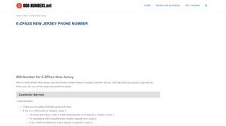 
                            9. E-ZPass New Jersey Phone Number - Customer Service