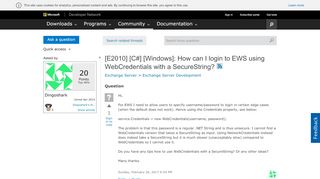 
                            4. [E2010] [C#] [Windows]: How can I login to EWS using ...