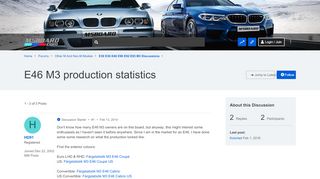 
                            7. E46 M3 production statistics | BMW M5 Forum and M6 Forums