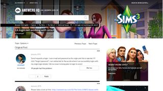 
                            6. EA login not working with sims3 - Answer HQ