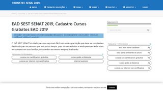 
                            9. EAD SEST SENAT 2019, Cadastro Cursos Gratuitos …