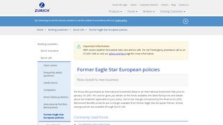 
                            1. Eagle Star European policies | Zurich Life