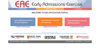 
                            8. Early Admissions Exercise (EAE)