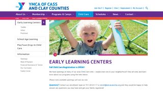 
                            8. Early Learning Centers | YMCA of Cass and Clay Counties