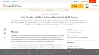 
                            3. Early Sedation with Dexmedetomidine in Critically Ill ...