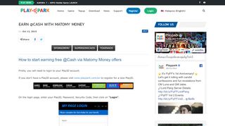 
                            4. EARN @CASH WITH MATOMY MONEY - PlayPark …