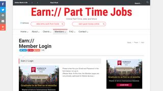 
                            1. Earn:// Part Tme Jobs - Work online from Home - Login - login