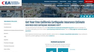 
                            8. Earthquake Insurance Cost Calculator - Free Estimates for CA ...