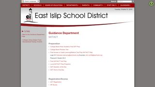 
                            8. East Islip Union Free School District Departments | SAT/ACT