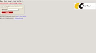 
                            4. EasyChair Login Page for TG11 - XSEDE