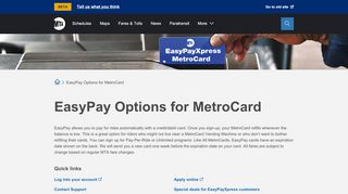 
                            2. EasyPay Options for MetroCard - MTA