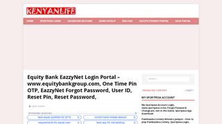 
                            8. EazzyNet Login Page - Equity Bank Kenya Digital …