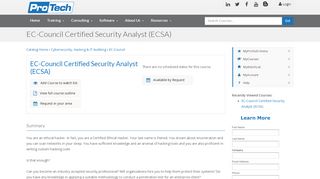 
                            8. EC-Council Certified Security Analyst (ECSA) - ProTech Training