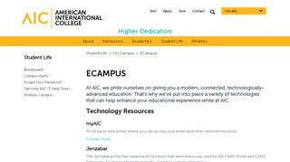 
                            1. ECampus | Student Life | AIC - American International College