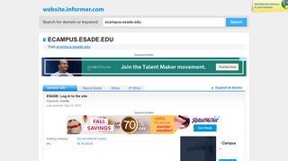 
                            8. ecampus.esade.edu at WI. ESADE: Log in to the site - Website Informer