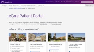 
                            1. eCare Patient Portal | UW Medicine