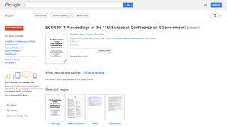 
                            8. ECEG2011-Proceedings of the 11th European Conference on EGovernment: ...