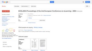 
                            9. ECEL2003-Proceedings of the 2nd European Conference on eLearning - ...