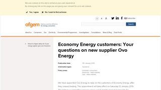
                            9. Economy Energy customers: Your questions on new supplier Ovo ...