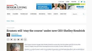 
                            8. Ecumen will 'stay the course' under new CEO Shelley Kendrick - News ...