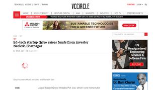 
                            8. Ed-tech startup Qriyo raises funds from investor Neelesh ...