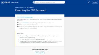 
                            2. Editing FTP Access/Resetting the Password - 1&1 IONOS Help