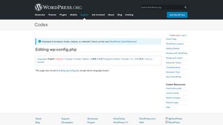 
                            7. Editing wp-config.php « WordPress Codex