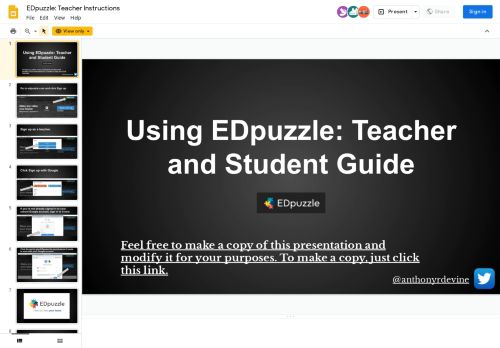 
                            1. EDpuzzle: Teacher Instructions - Google Slides